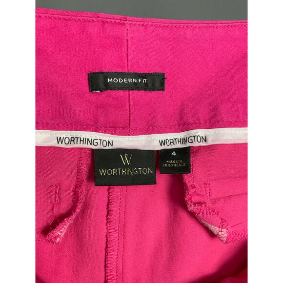 Worthington Modern Fit Hot Pink Mid Rise Bermuda Shorts Women’s Size 4 Preppy - Picture 3 of 4